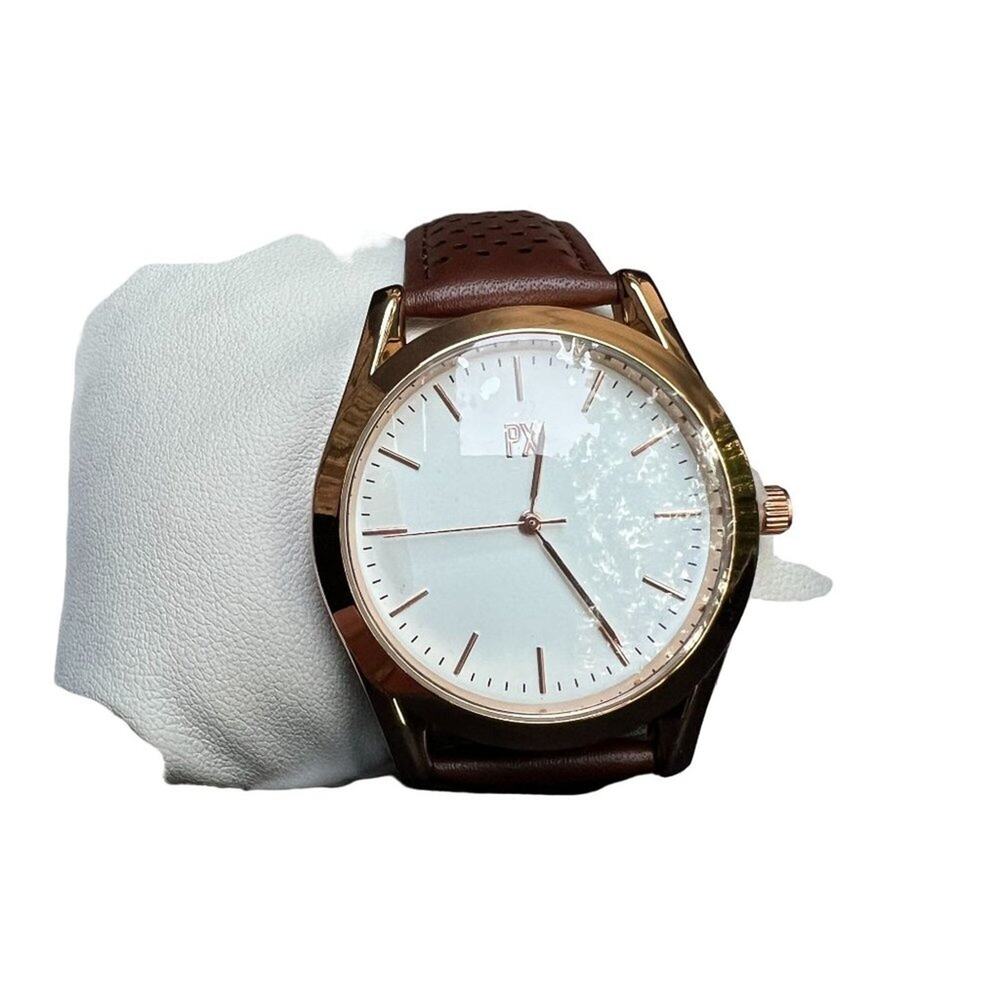 PX Perforated Leather Gold Tone Watch - Picture 2 of 8